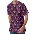 Purple Boho Dream Catcher Pattern Print Men's Velvet T-Shirt