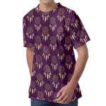 Purple Boho Dream Catcher Pattern Print Men's Velvet T-Shirt
