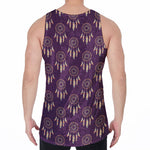 Purple Boho Dream Catcher Pattern Print Men's Velvet Tank Top