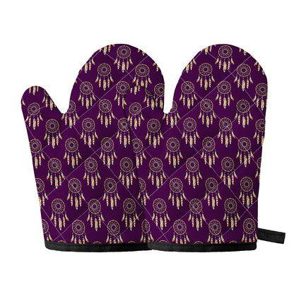 Purple Boho Dream Catcher Pattern Print Oven Mitts