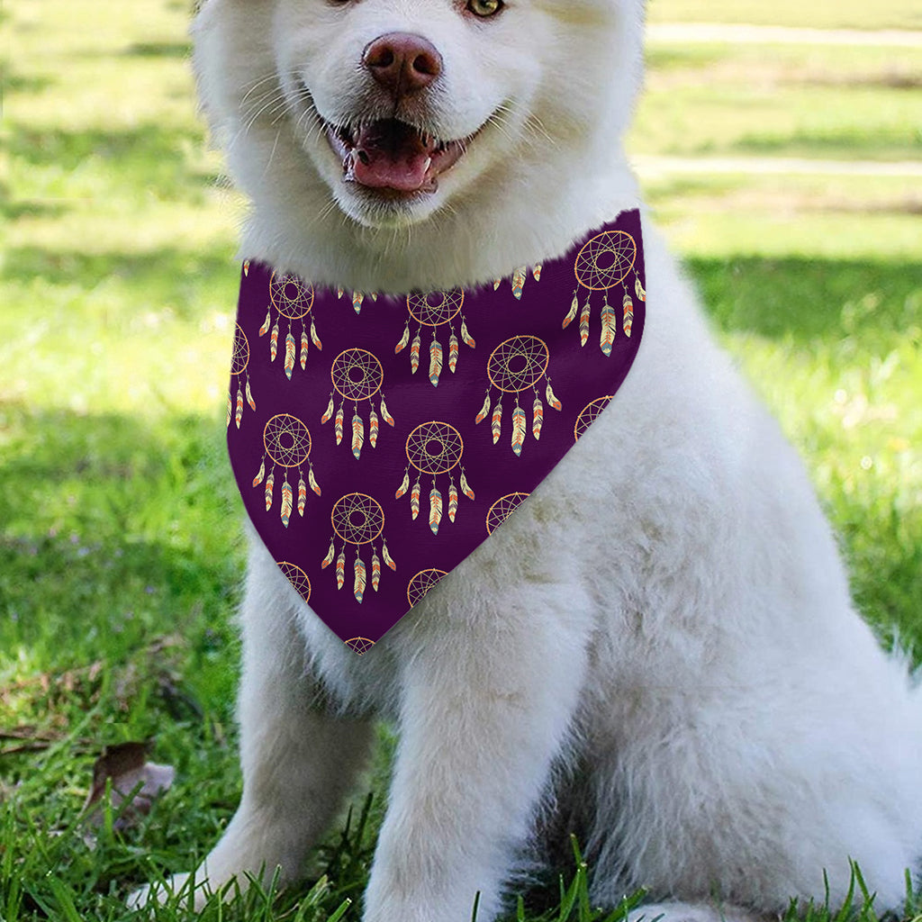 Purple Boho Dream Catcher Pattern Print Over The Collar Dog Bandana