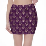 Purple Boho Dream Catcher Pattern Print Pencil Mini Skirt