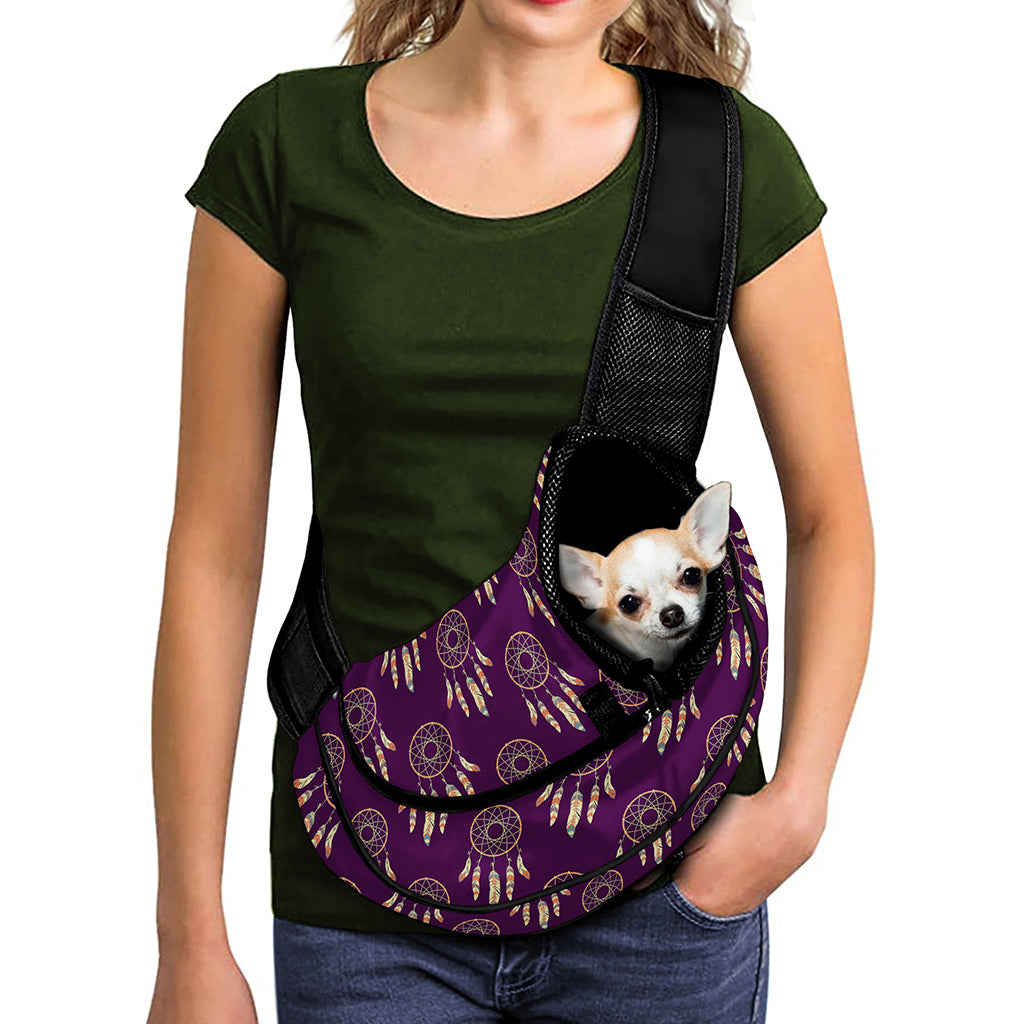 Purple Boho Dream Catcher Pattern Print Pet Sling Carrier