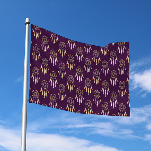 Purple Boho Dream Catcher Pattern Print Polyester Flag