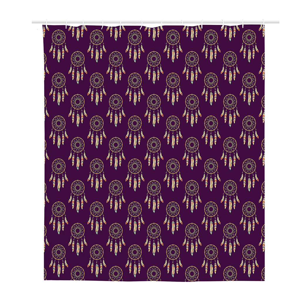 Purple Boho Dream Catcher Pattern Print Polyester Shower Curtain