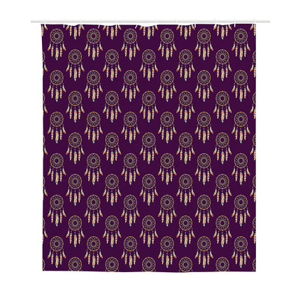 Purple Boho Dream Catcher Pattern Print Polyester Shower Curtain