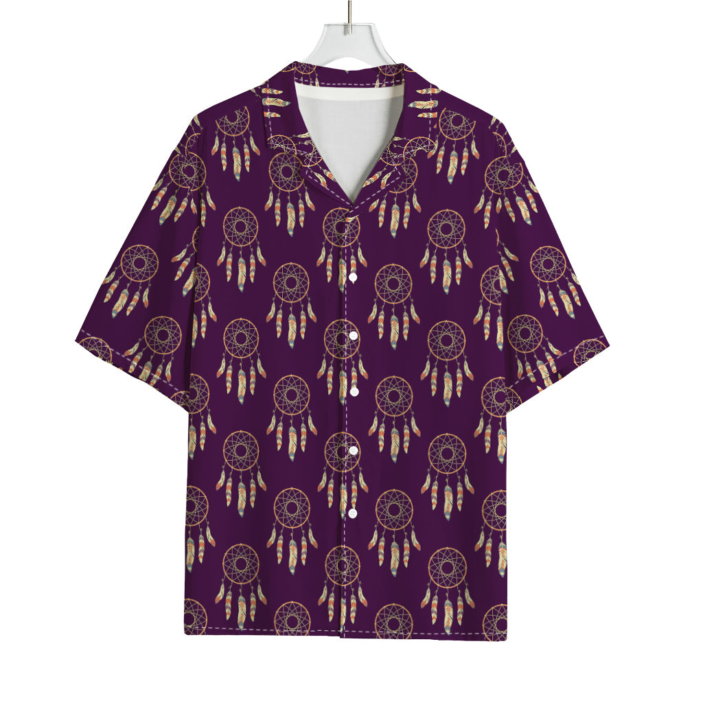 Purple Boho Dream Catcher Pattern Print Rayon Hawaiian Shirt