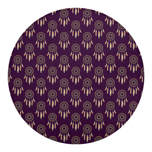 Purple Boho Dream Catcher Pattern Print Round Blanket