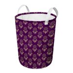 Purple Boho Dream Catcher Pattern Print Round Laundry Basket