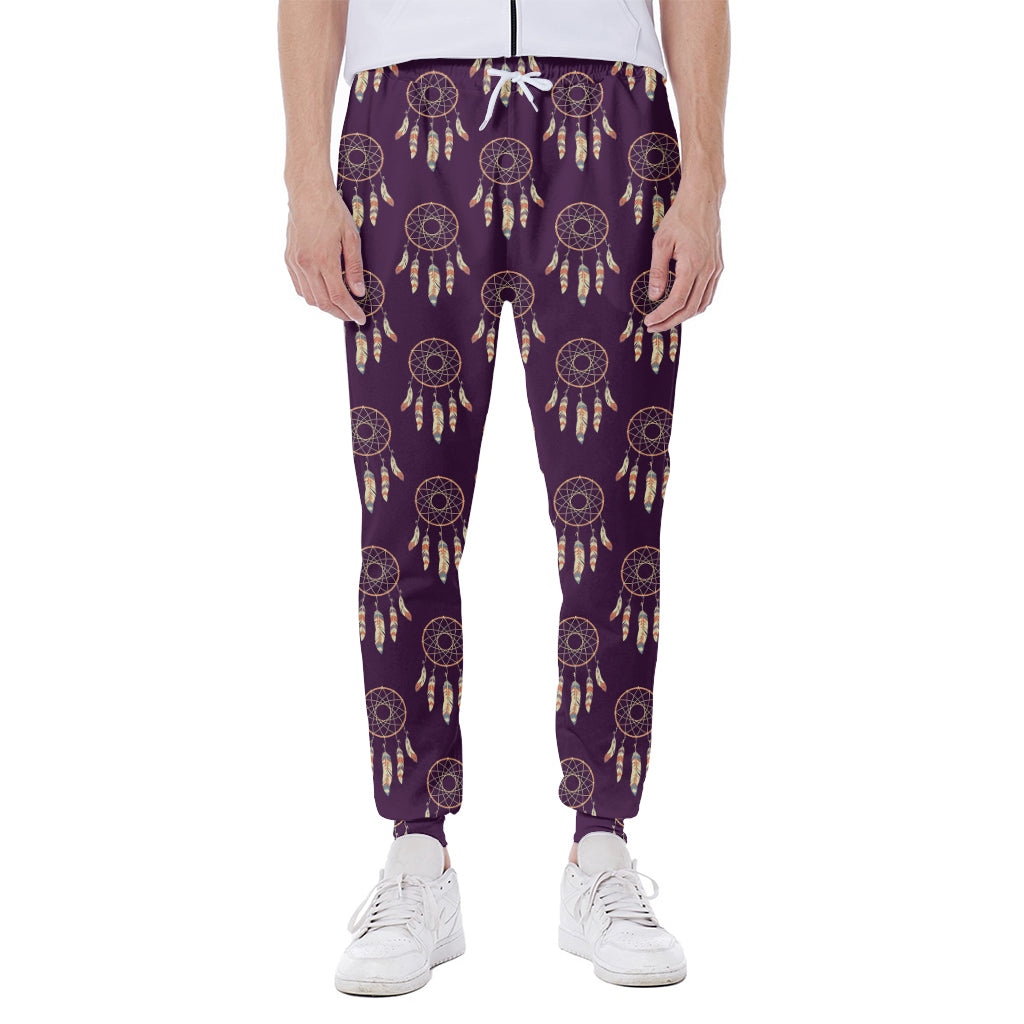 Purple Boho Dream Catcher Pattern Print Scuba Joggers