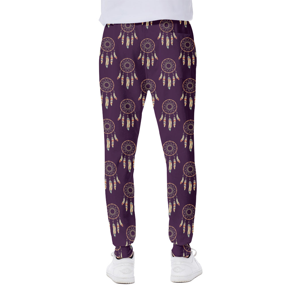 Purple Boho Dream Catcher Pattern Print Scuba Joggers