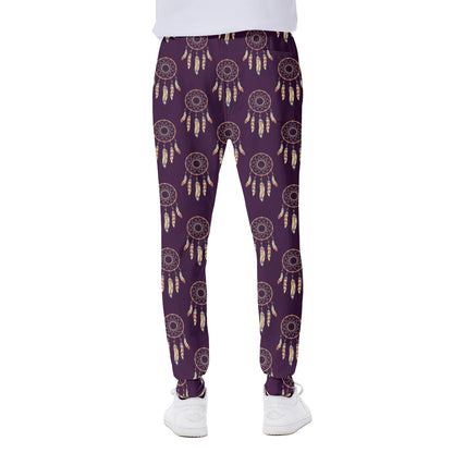 Purple Boho Dream Catcher Pattern Print Scuba Joggers