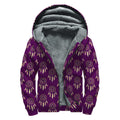Purple Boho Dream Catcher Pattern Print Sherpa Lined Zip Up Hoodie