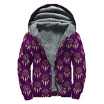 Purple Boho Dream Catcher Pattern Print Sherpa Lined Zip Up Hoodie