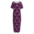 Purple Boho Dream Catcher Pattern Print Short Sleeve Long Nightdress