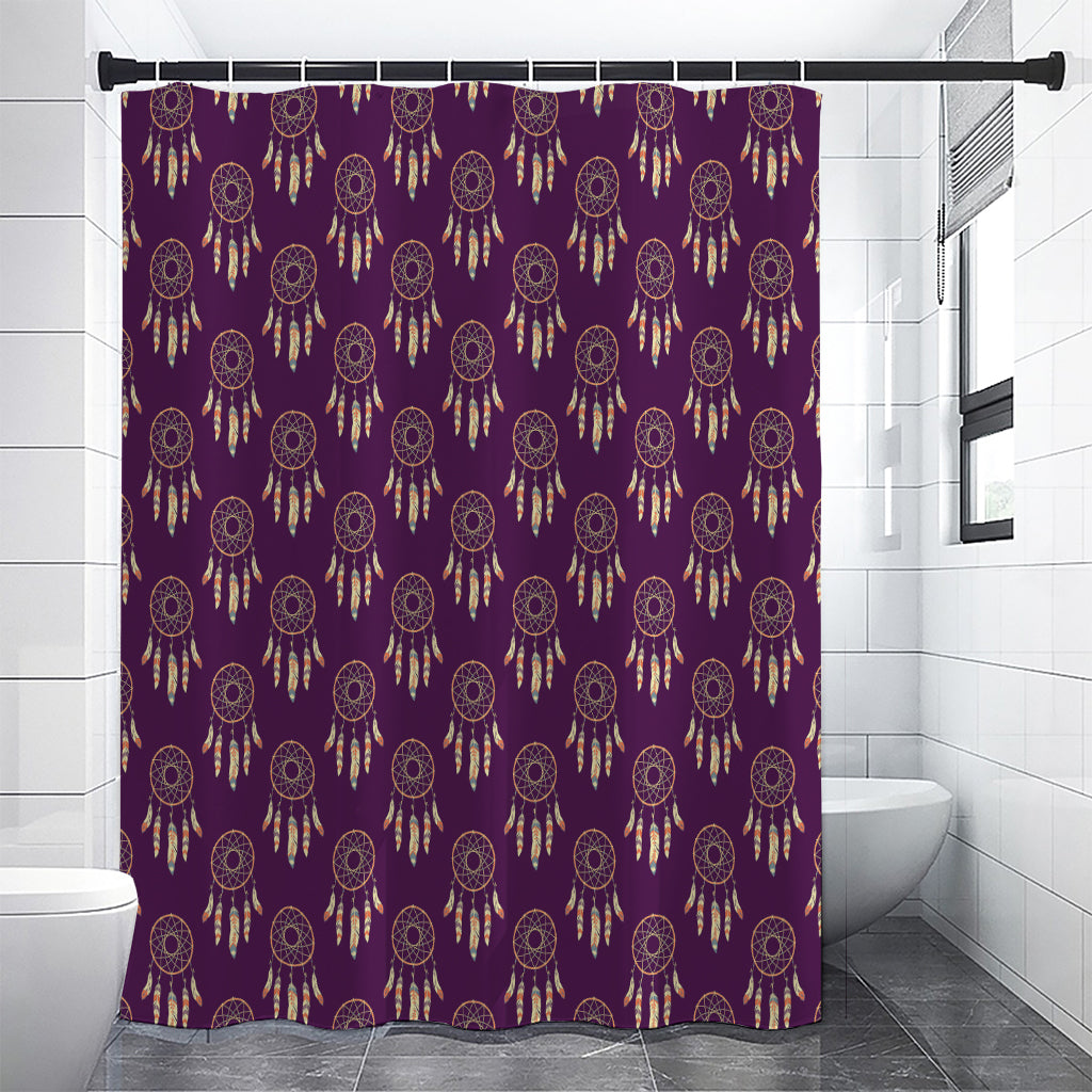Purple Boho Dream Catcher Pattern Print Shower Curtain