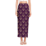 Purple Boho Dream Catcher Pattern Print Side Slit Maxi Skirt