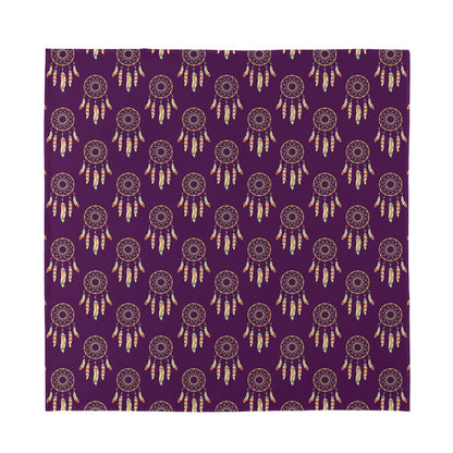 Purple Boho Dream Catcher Pattern Print Silk Bandana