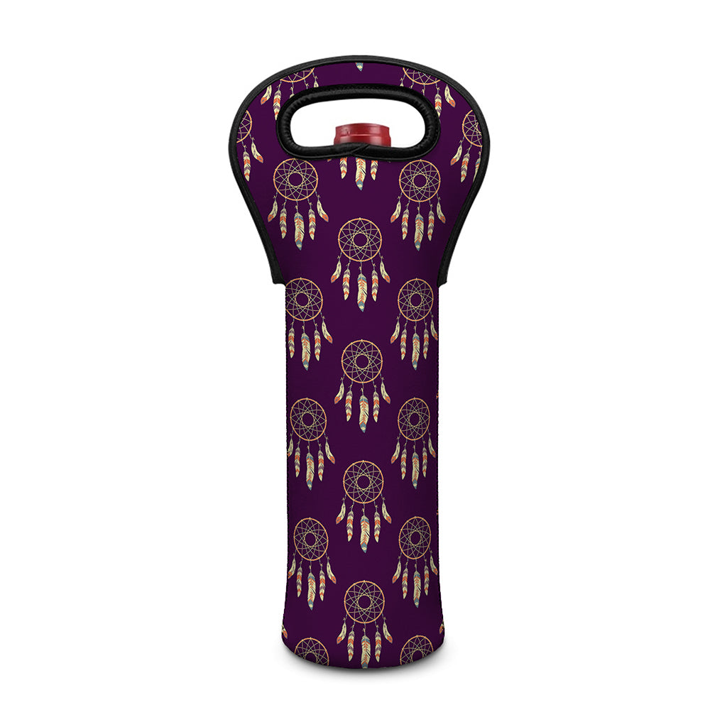 Purple Boho Dream Catcher Pattern Print Single Neoprene Wine Tote