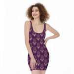 Purple Boho Dream Catcher Pattern Print Sleeveless Bodycon Dress