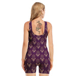 Purple Boho Dream Catcher Pattern Print Sleeveless One Piece Swimsuit