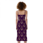 Purple Boho Dream Catcher Pattern Print Slim Fit Midi Cami Dress
