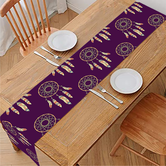 Purple Boho Dream Catcher Pattern Print Table Runner