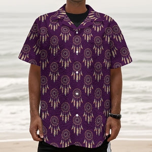 Purple Boho Dream Catcher Pattern Print Textured Short Sleeve Shirt