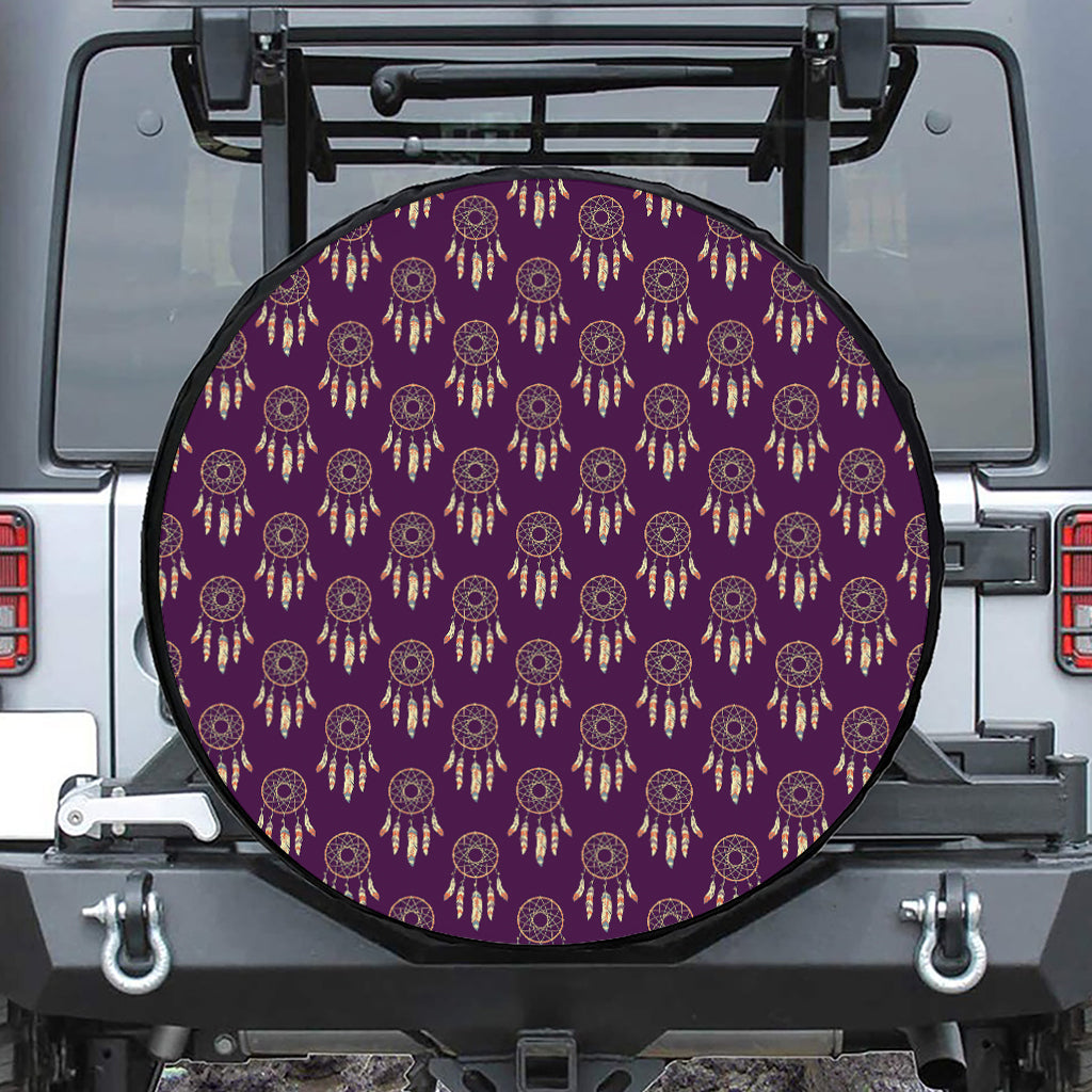 Purple Boho Dream Catcher Pattern Print Tire Cover