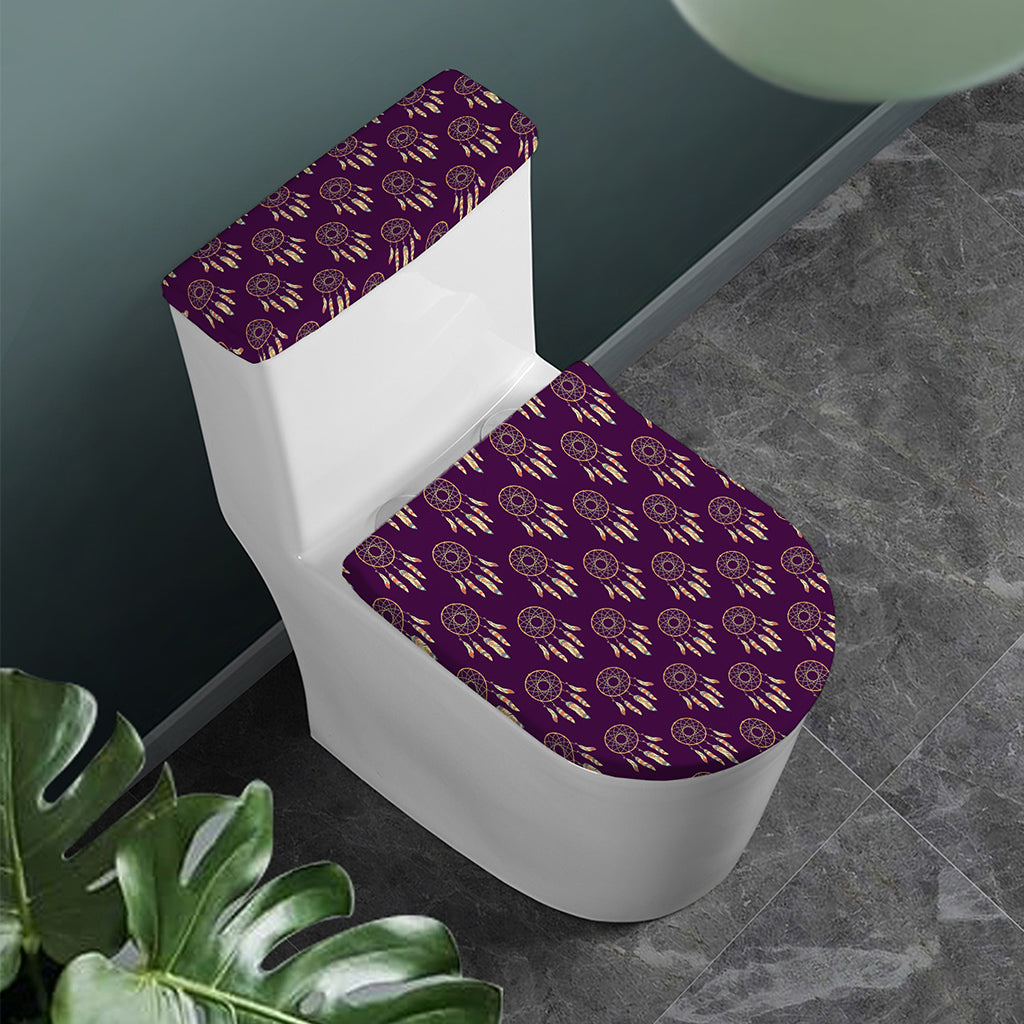 Purple Boho Dream Catcher Pattern Print Toilet Lid And Tank Cover Set