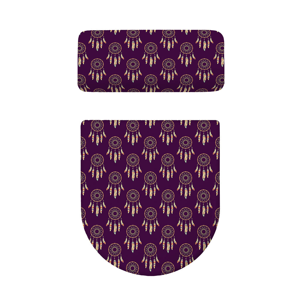 Purple Boho Dream Catcher Pattern Print Toilet Lid And Tank Cover Set