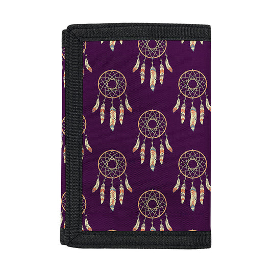 Purple Boho Dream Catcher Pattern Print Trifold Wallet