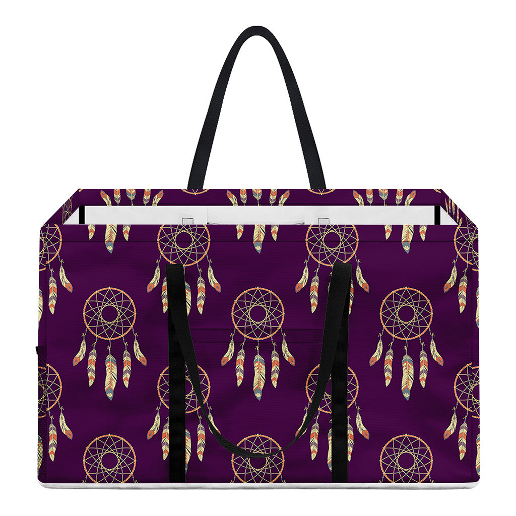 Purple Boho Dream Catcher Pattern Print Utility Tote Bag