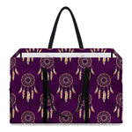 Purple Boho Dream Catcher Pattern Print Utility Tote Bag