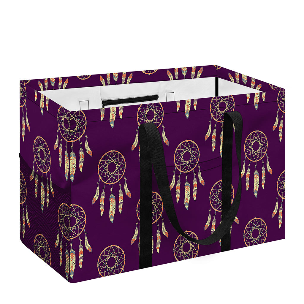 Purple Boho Dream Catcher Pattern Print Utility Tote Bag