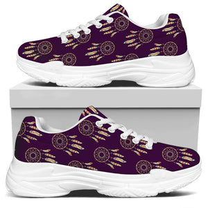 Purple Boho Dream Catcher Pattern Print White Chunky Shoes