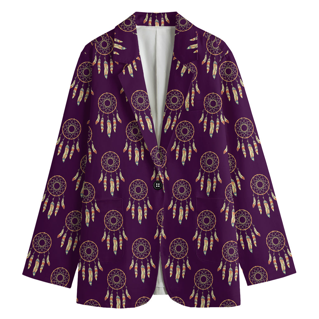 Purple Boho Dream Catcher Pattern Print Women's Blazer