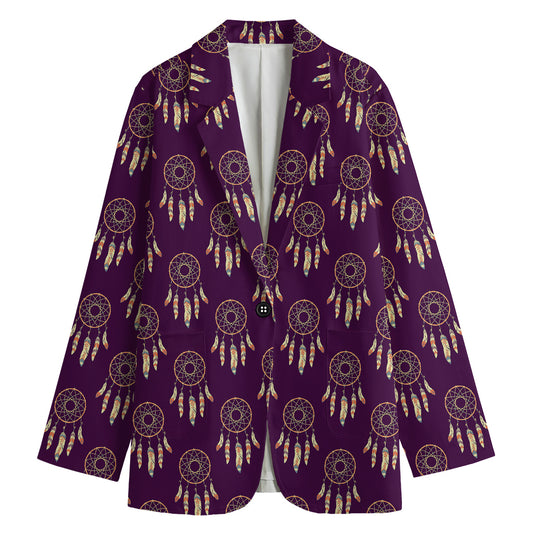 Purple Boho Dream Catcher Pattern Print Women's Blazer