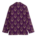 Purple Boho Dream Catcher Pattern Print Women's Cotton Blazer