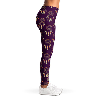 Purple Boho Dream Catcher Pattern Print Women's Leggings