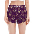 Purple Boho Dream Catcher Pattern Print Women's Split Running Shorts