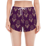 Purple Boho Dream Catcher Pattern Print Women's Split Running Shorts