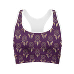 Purple Boho Dream Catcher Pattern Print Women's Sports Bra