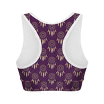 Purple Boho Dream Catcher Pattern Print Women's Sports Bra