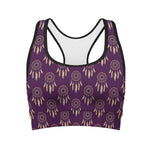 Purple Boho Dream Catcher Pattern Print Women's Sports Bra