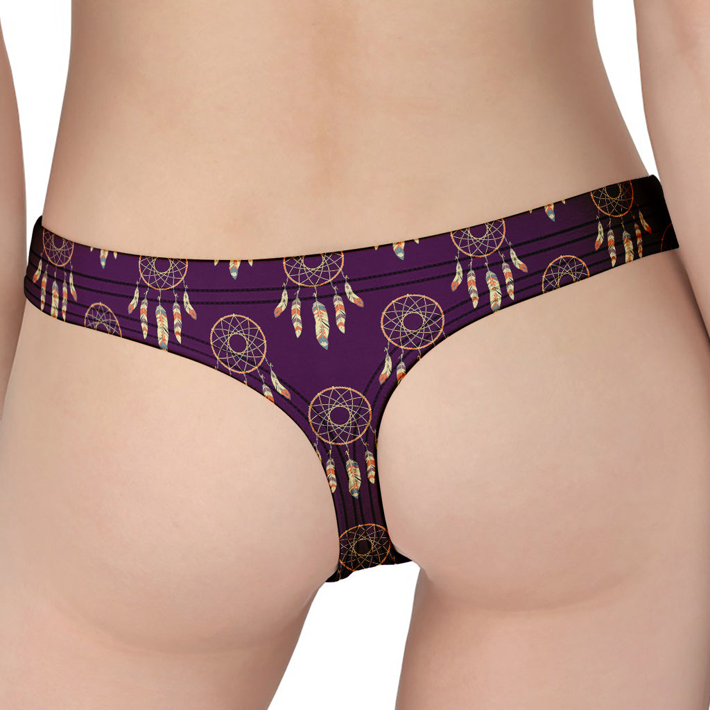 Purple Boho Dream Catcher Pattern Print Women's Thong