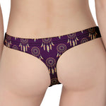 Purple Boho Dream Catcher Pattern Print Women's Thong