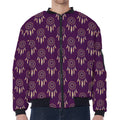 Purple Boho Dream Catcher Pattern Print Zip Sleeve Bomber Jacket