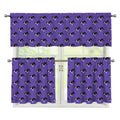 Purple Boston Terrier Pattern Print 3 Piece Kitchen Curtains