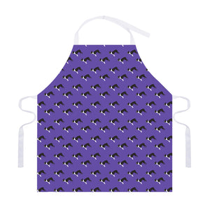 Purple Boston Terrier Pattern Print Adjustable Apron